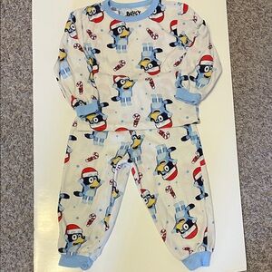 Bluey Toddler Boy Size 3T 2 piece “Bluey Holidays” Festive Top & Bottom Set